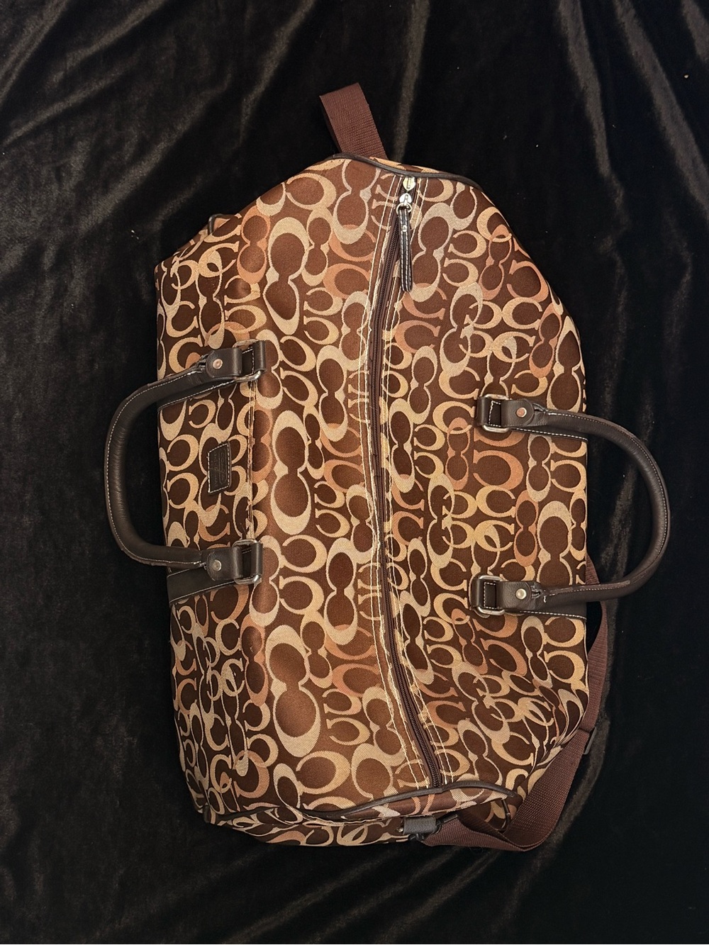 Coach Signature Canvas Brown & Tan Duffel Bag